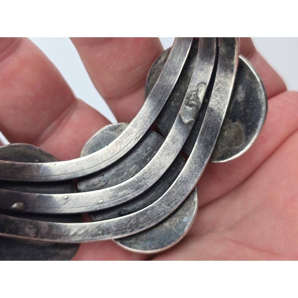 Large Navajo Shadowbox Turquoise sterling silver Cuff bracelet curved crescent - Picture 8 of 13